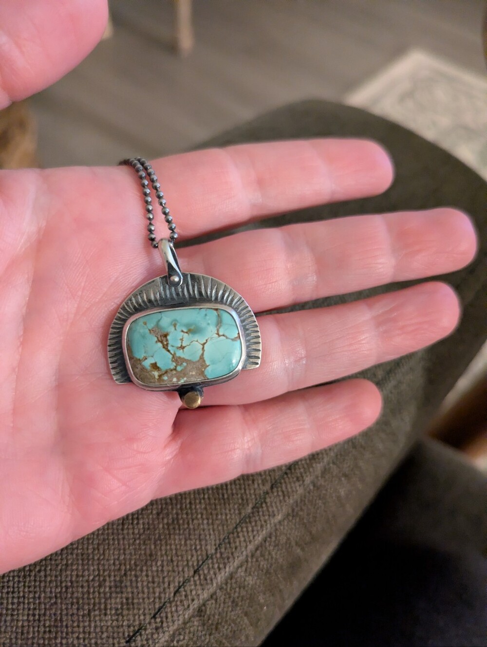 Sierra Nevada Turquoise Pendant Necklace - Blue Green and Brown Matrix